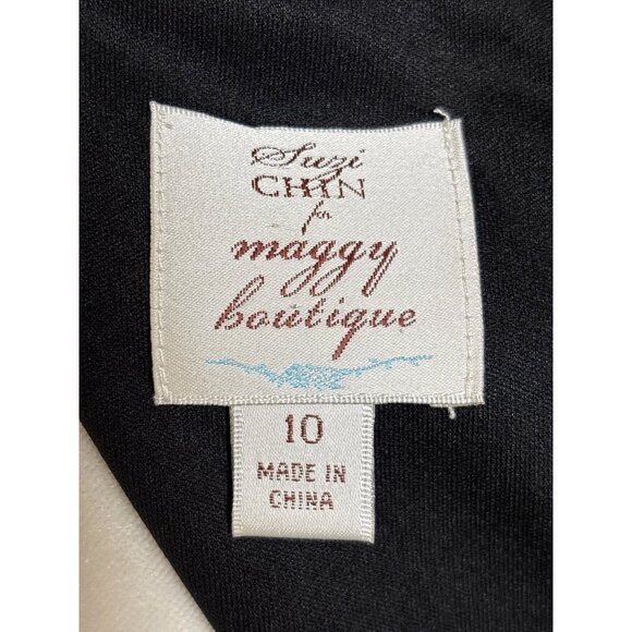 SUZI CHIN Dress Size 10 for Maggy Boutique Silk Sleeveless Abstract Print Sheath - Picture 9 of 10